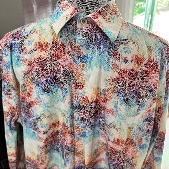 Robert Graham Classic Fit Long Sleeve Button Front Shirt Multicolor Print Size L - Picture 2 of 14